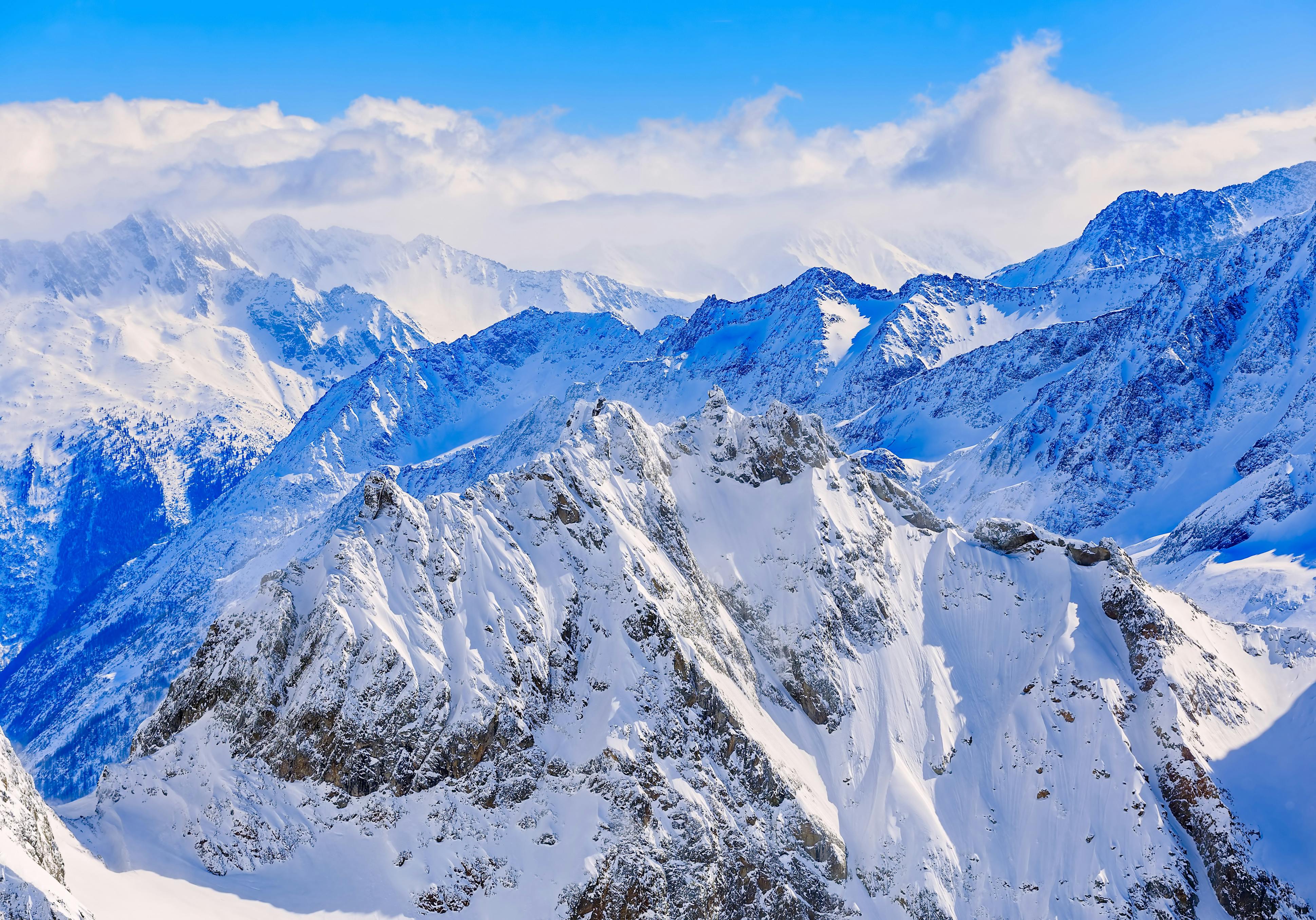 Snowy mountains in the Swiss Alps